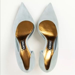 Tom Ford Light Blue Suede D'orsay Pumps Shoes 41.5